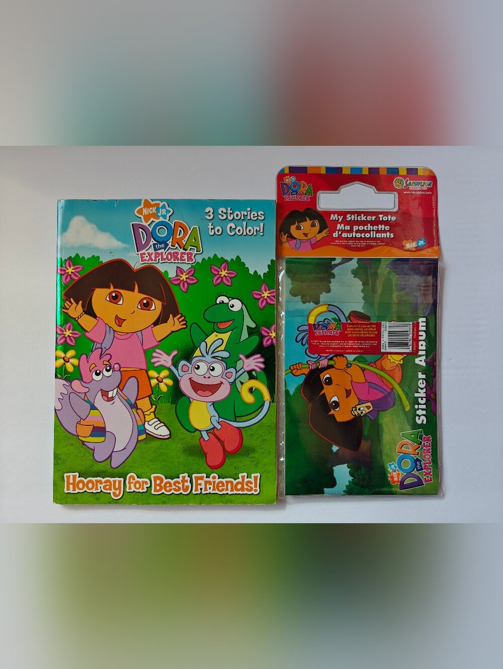 Vintage LOT Dora the Explorer Coloring Book and Stickers Sandylion Sticker Album